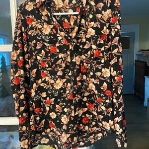 Express Black and Red Floral Blouse